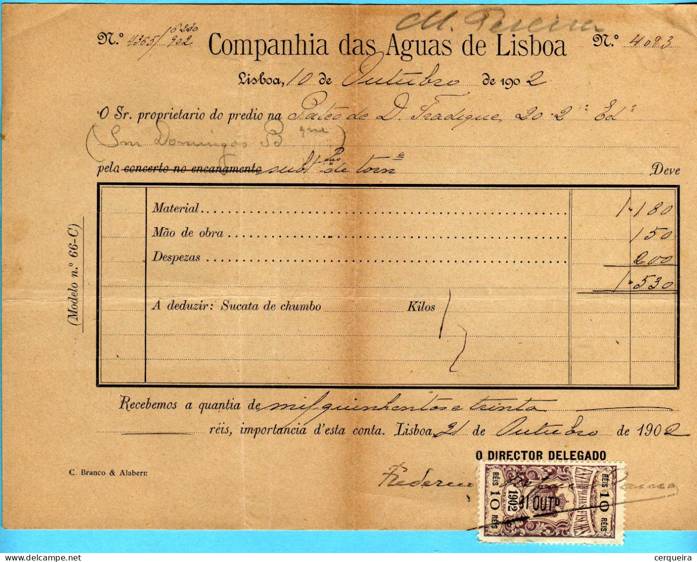 COMPANHIA DAS AGUAS 1902 - Storia Postale