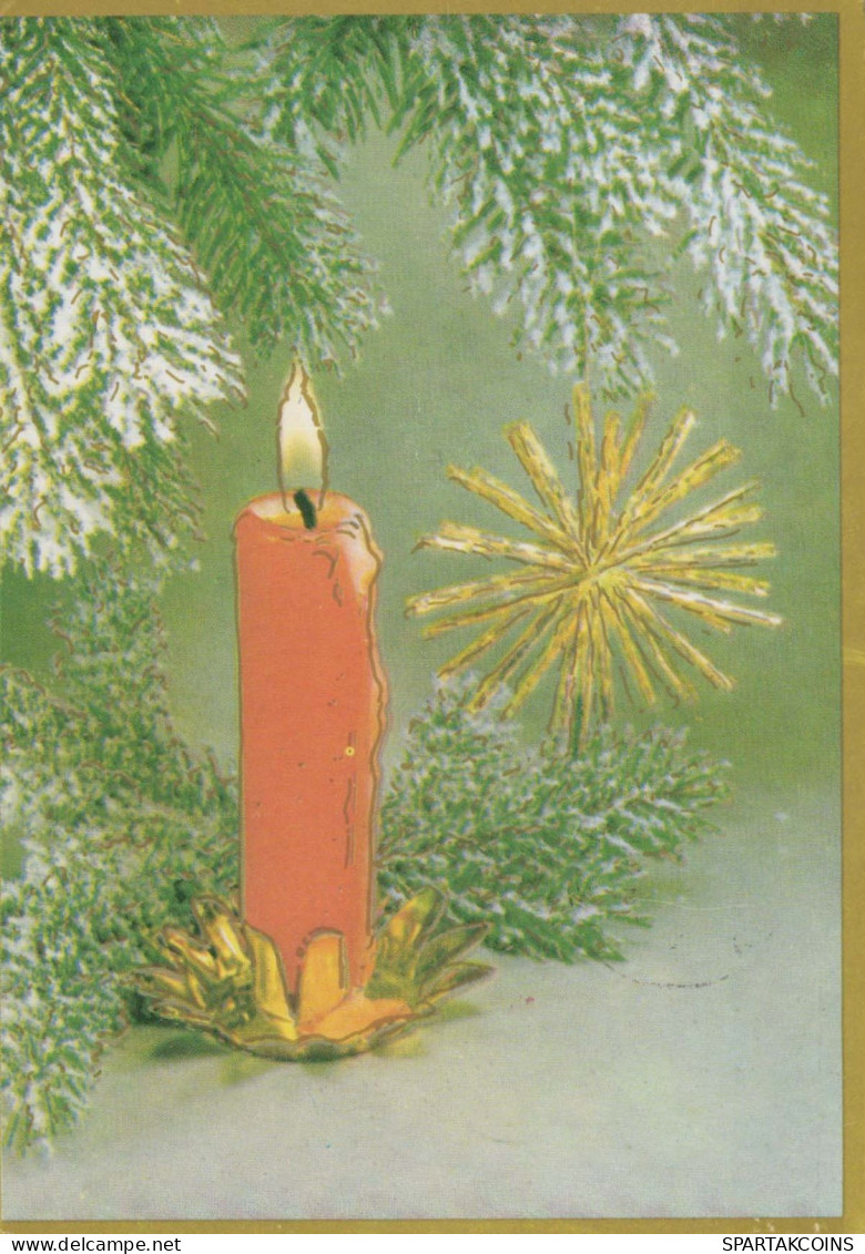 Feliz Año Navidad VELA Vintage Tarjeta Postal CPSM #PBN789.ES - Neujahr