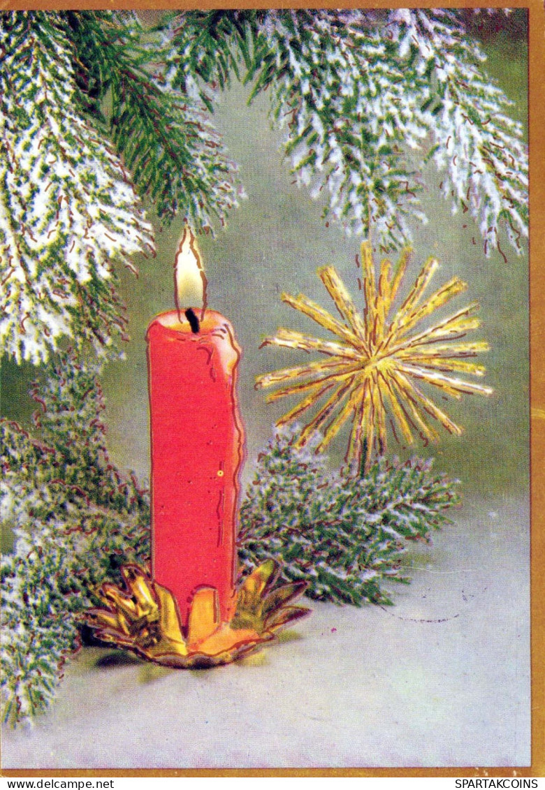 Feliz Año Navidad VELA Vintage Tarjeta Postal CPSM #PBN789.ES - Neujahr