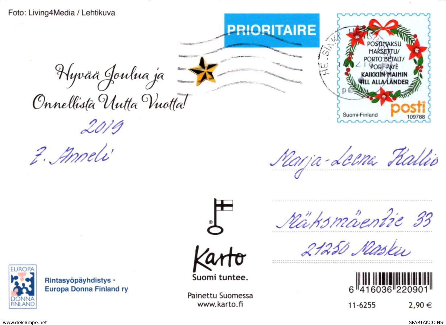 Feliz Año Navidad VELA Vintage Tarjeta Postal CPSM #PBN971.ES - Neujahr