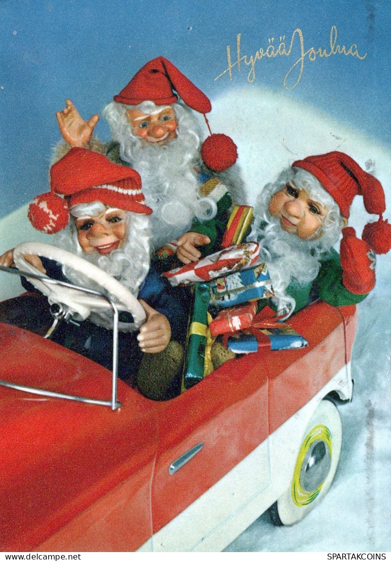 PAPÁ NOEL CAR AUTO NAVIDAD Fiesta Vintage Tarjeta Postal CPSM #PAK010.ES - Santa Claus