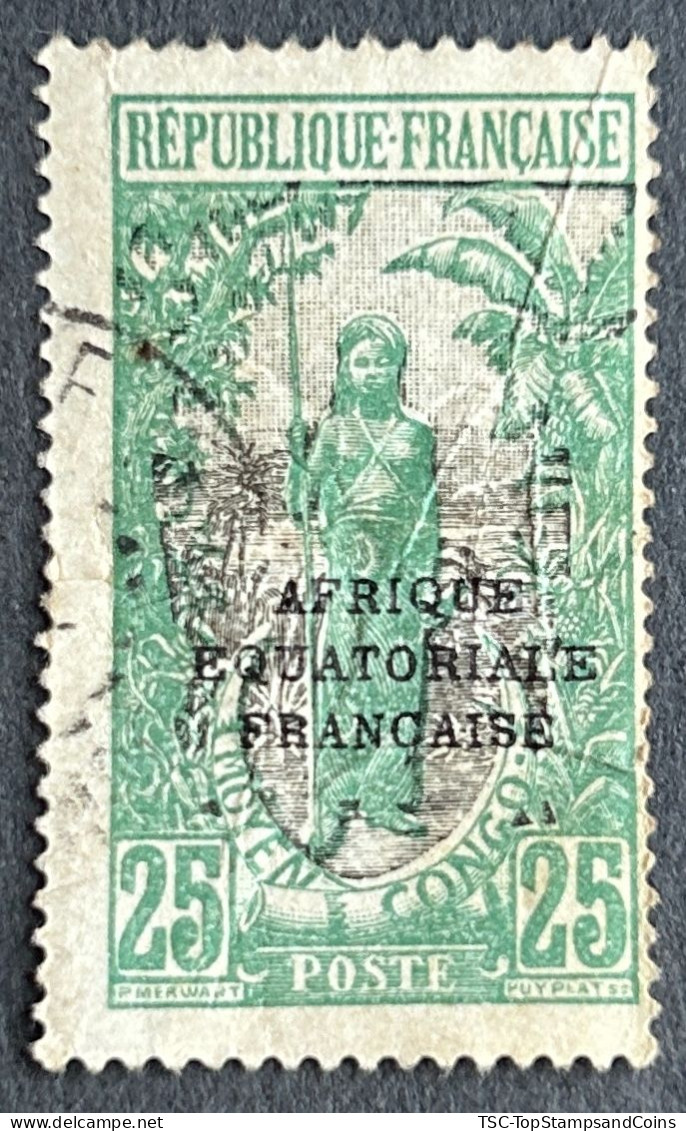 FRCG079U1 - Bakalois Woman Overprinted AEF - 25 C Used Stamp - Middle Congo - 1924 - Gebruikt