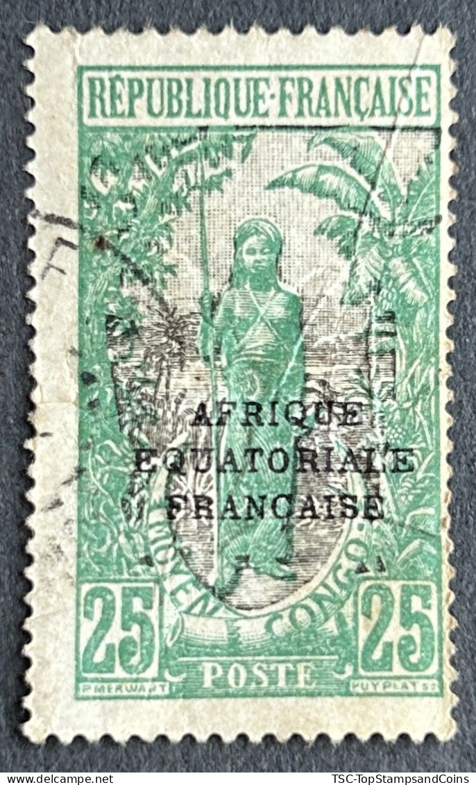 FRCG079U1 - Bakalois Woman Overprinted AEF - 25 C Used Stamp - Middle Congo - 1924 - Used Stamps