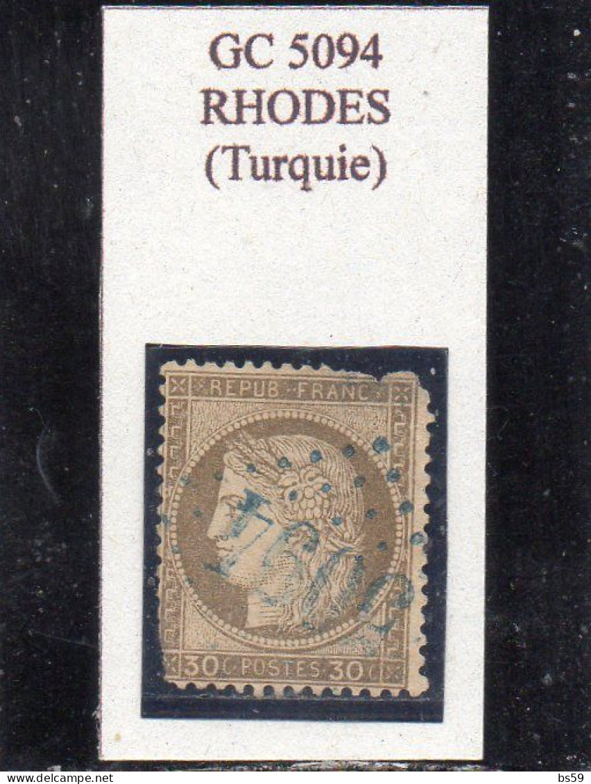 BFE - N° 56 (déf) Obl GC 5094 En Bleu Rhodes (Turquie) - 1871-1875 Cérès