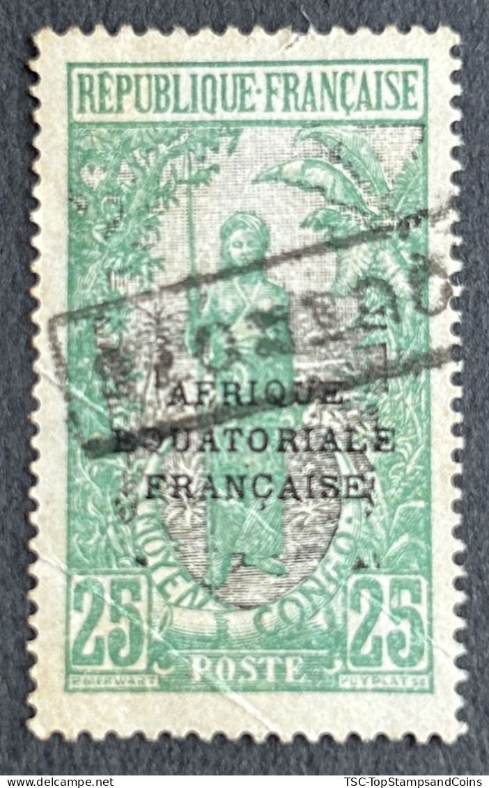 FRCG079U2 - Bakalois Woman Overprinted AEF - 25 C Used Stamp - Middle Congo - 1924 - Usados