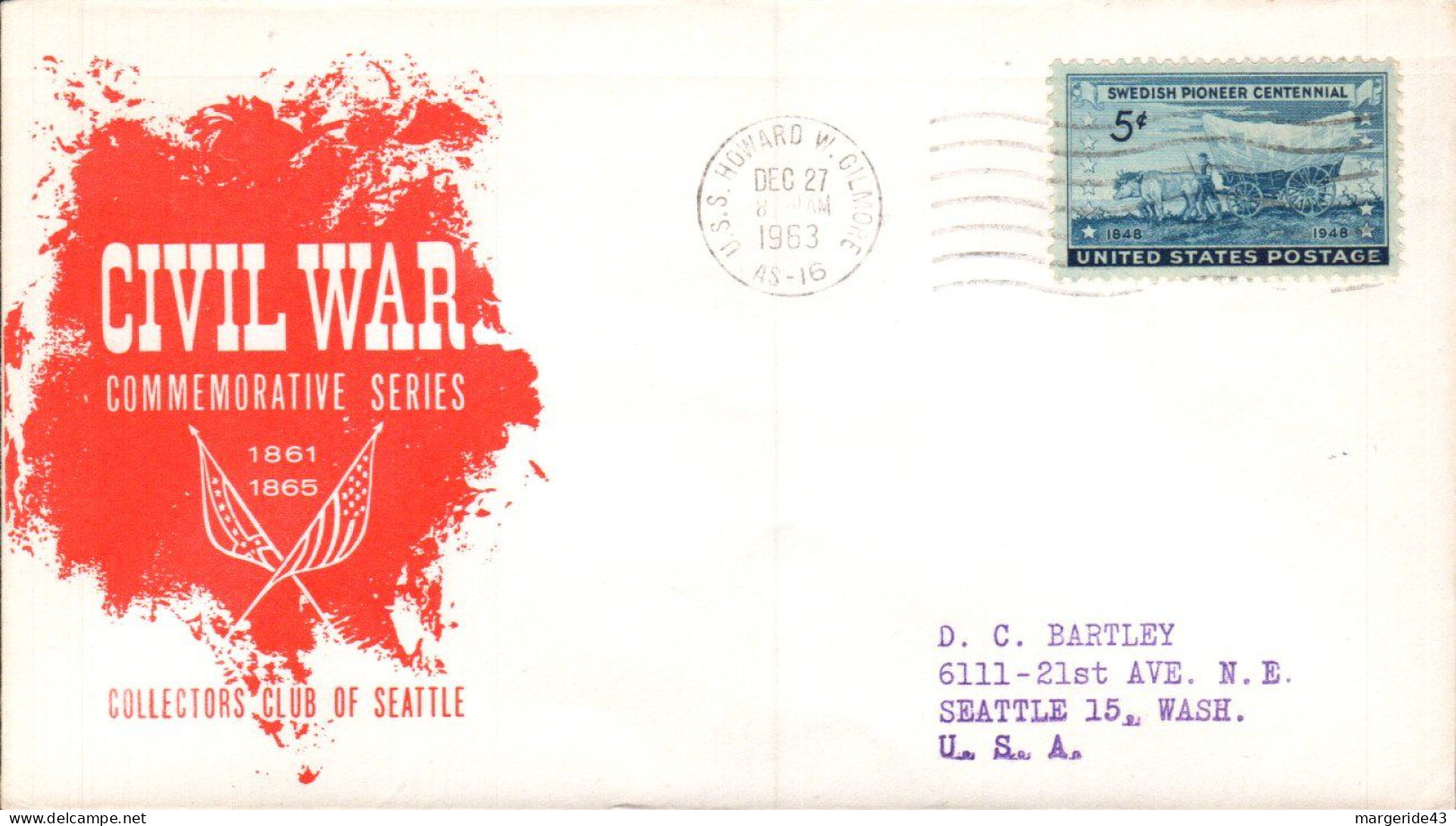 USA ETATS UNIS PLI DU NAVIRE U S S  HOWARD W. GILMORE 1963 - Lettres & Documents