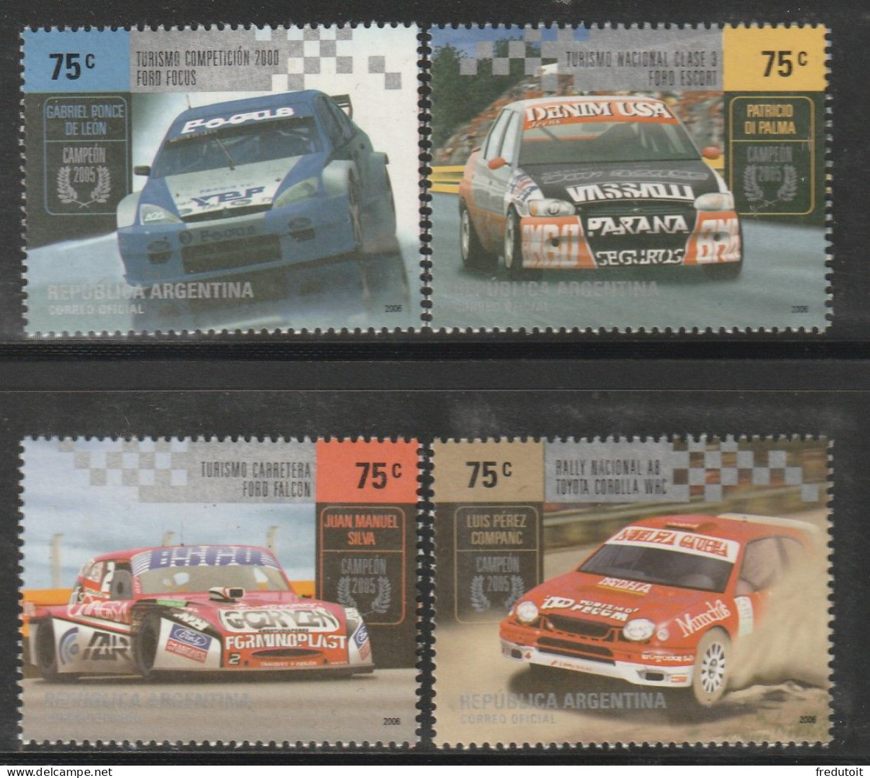 ARGENTINE - N°2590/3 ** (2006) Courses Automobiles - Unused Stamps
