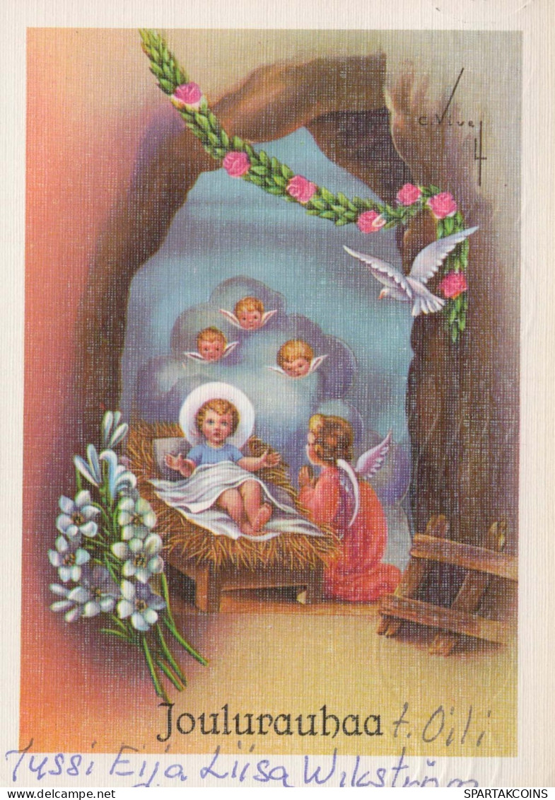 ANGELO Natale Gesù Bambino Vintage Cartolina CPSM #PBP291.IT - Engel