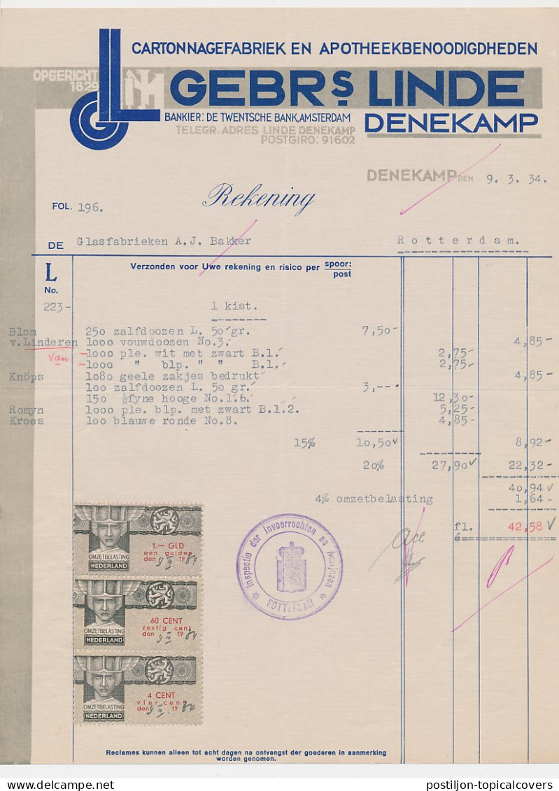 Omzetbelasting Diverse Waarden - Denekamp 1934 - Revenue Stamps