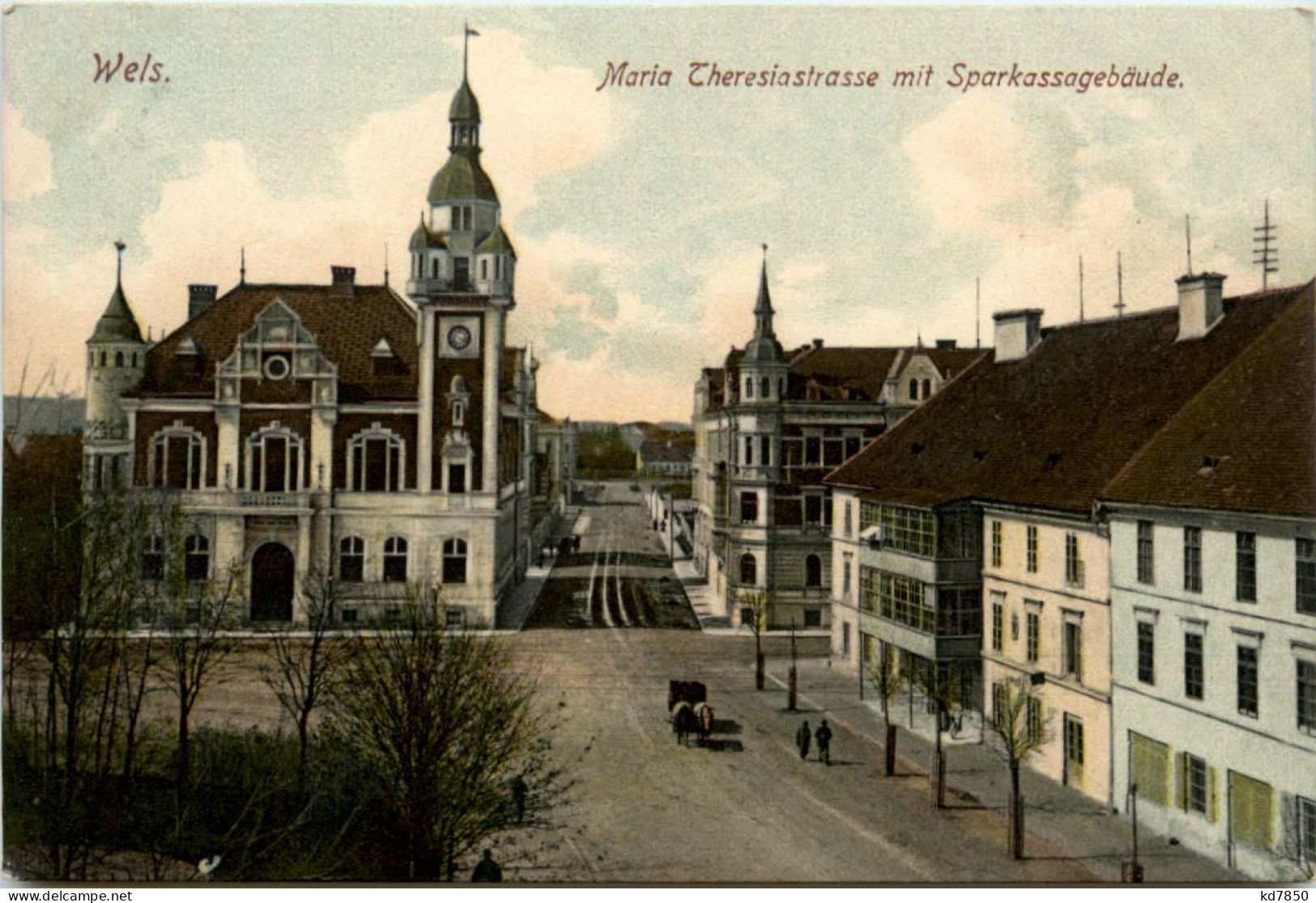 Wels - Maria Theresienstrasse Mit Sparkassengebäude - Wels