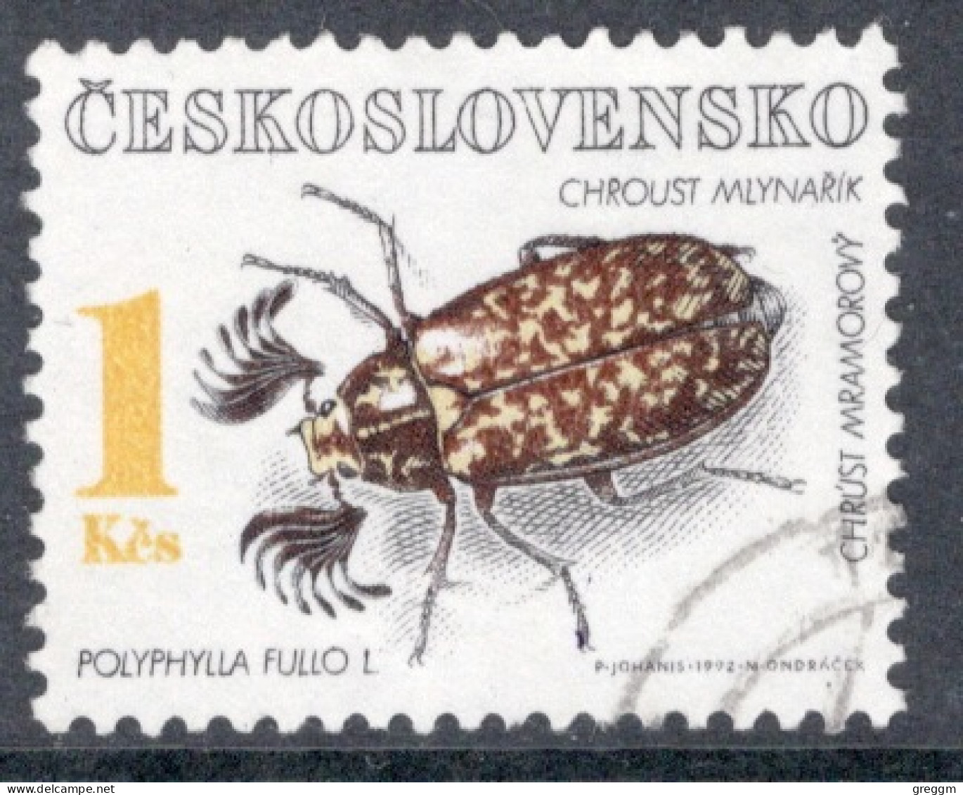 Czechoslovakia 1992 Single Stamp Beetles In Fine Used - Used Stamps