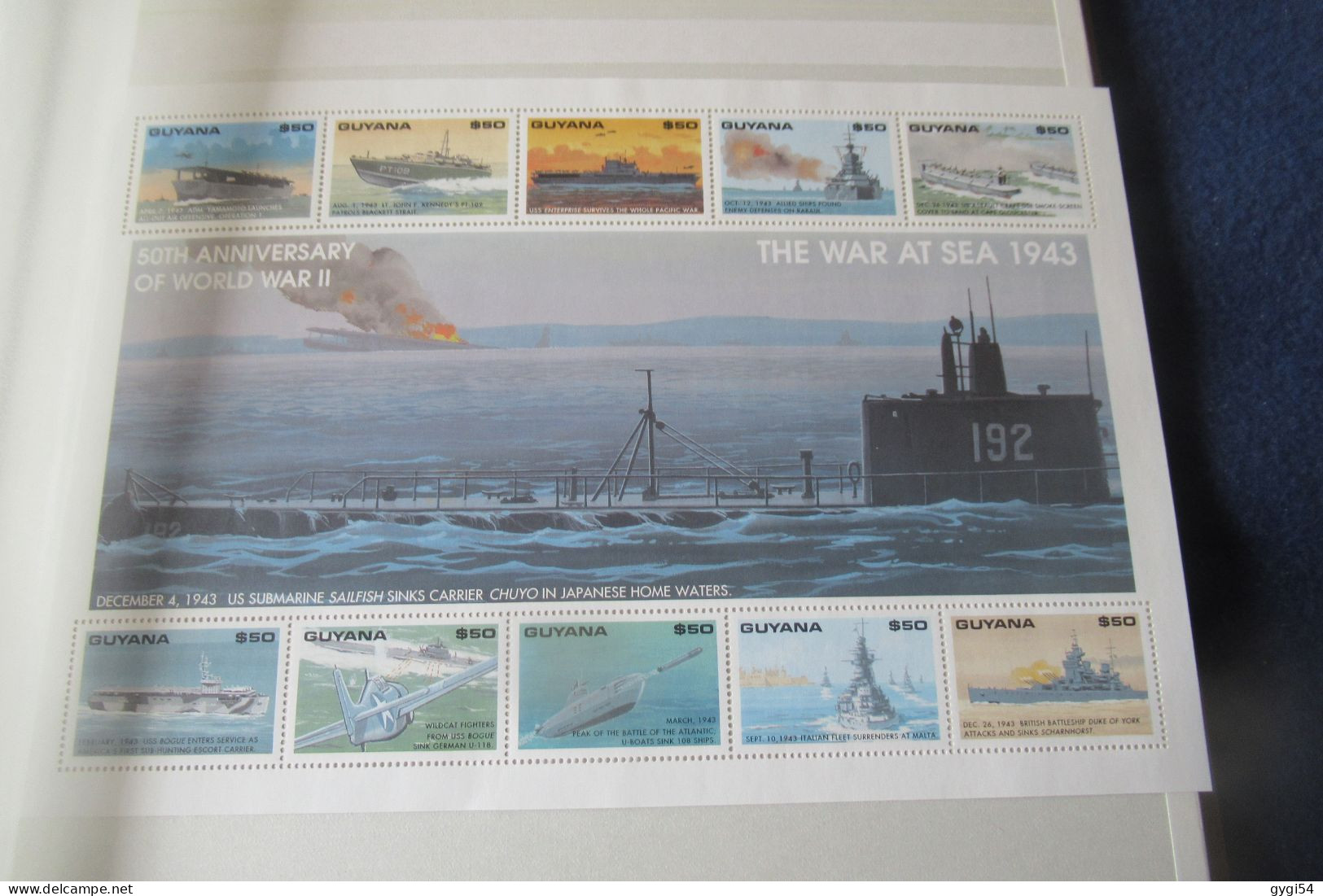 GUYANA   BLOC   THE WAR AT SEA 50th ANNIVERSARY 1943  ** MNH - Guyana Britannica (...-1966)