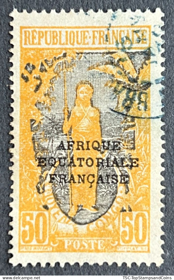 FRCG098U2 - Bakalois Woman Overprinted AEF - 50 C Used Stamp - Middle Congo - 1925 - Oblitérés