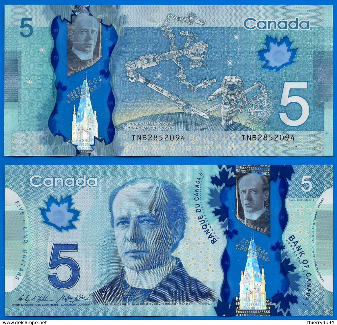 Canada 5 Dollars 2013 Polymere Prefix INF Que Prix + Port Polymer Bitcoin Paypal OK! - Canada