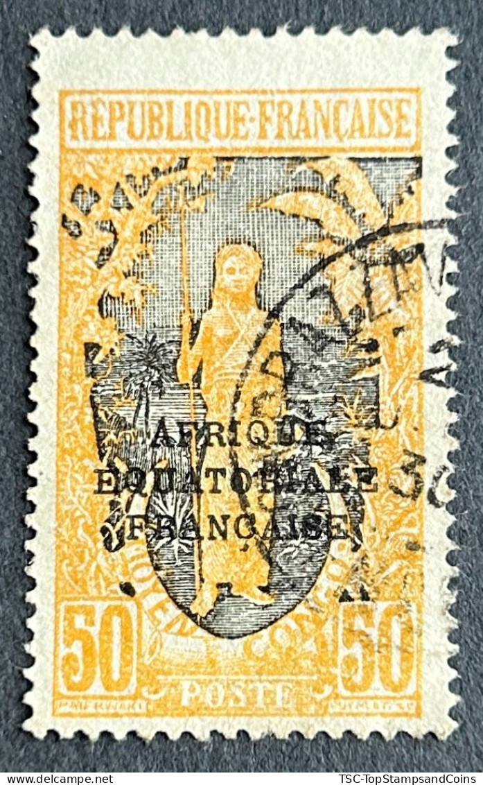 FRCG098U3 - Bakalois Woman Overprinted AEF - 50 C Used Stamp - Middle Congo - 1925 - Oblitérés