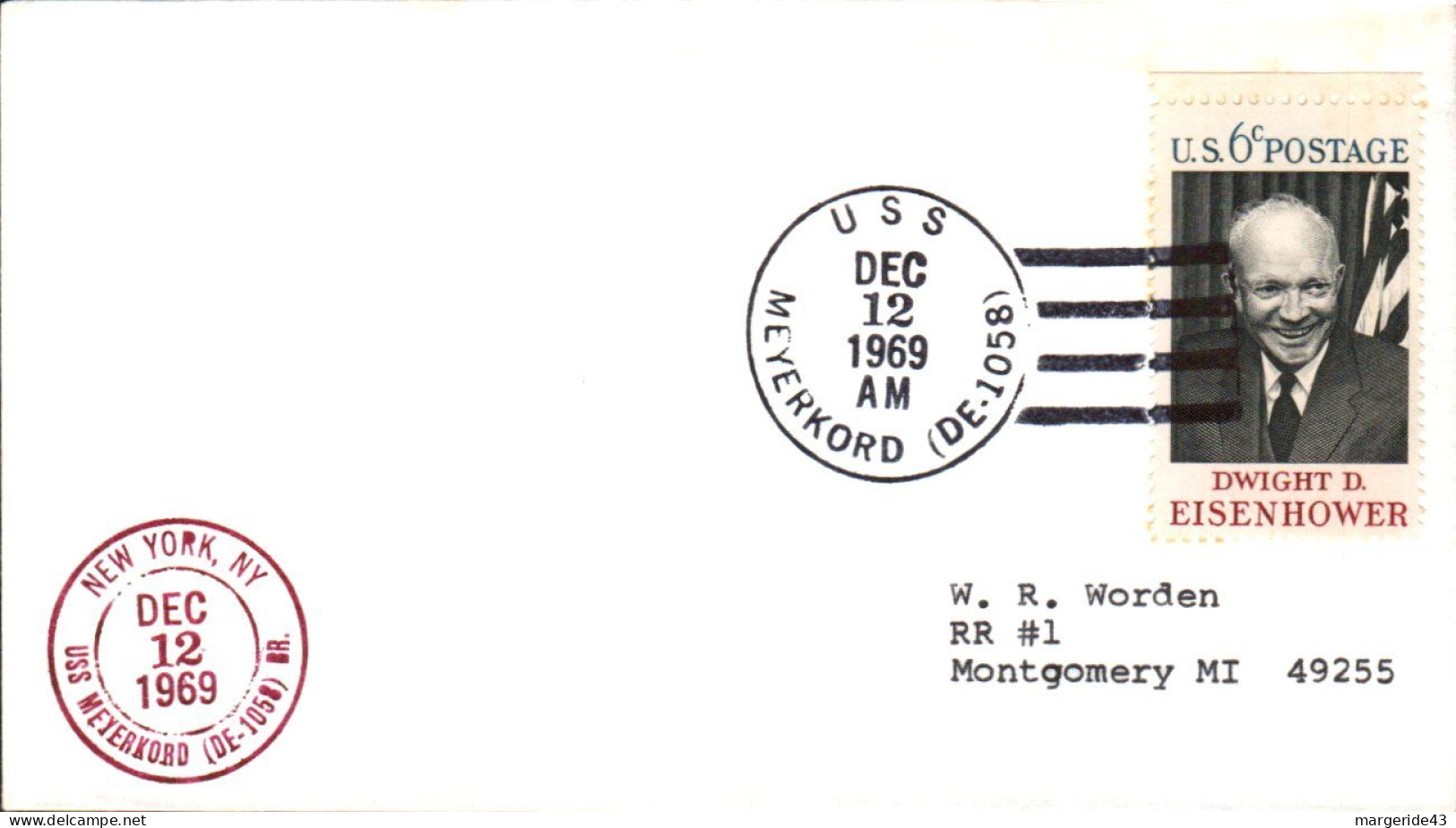 USA ETATS UNIS PLI DU NAVIRE U S S MEYERKORD 1969 - Storia Postale