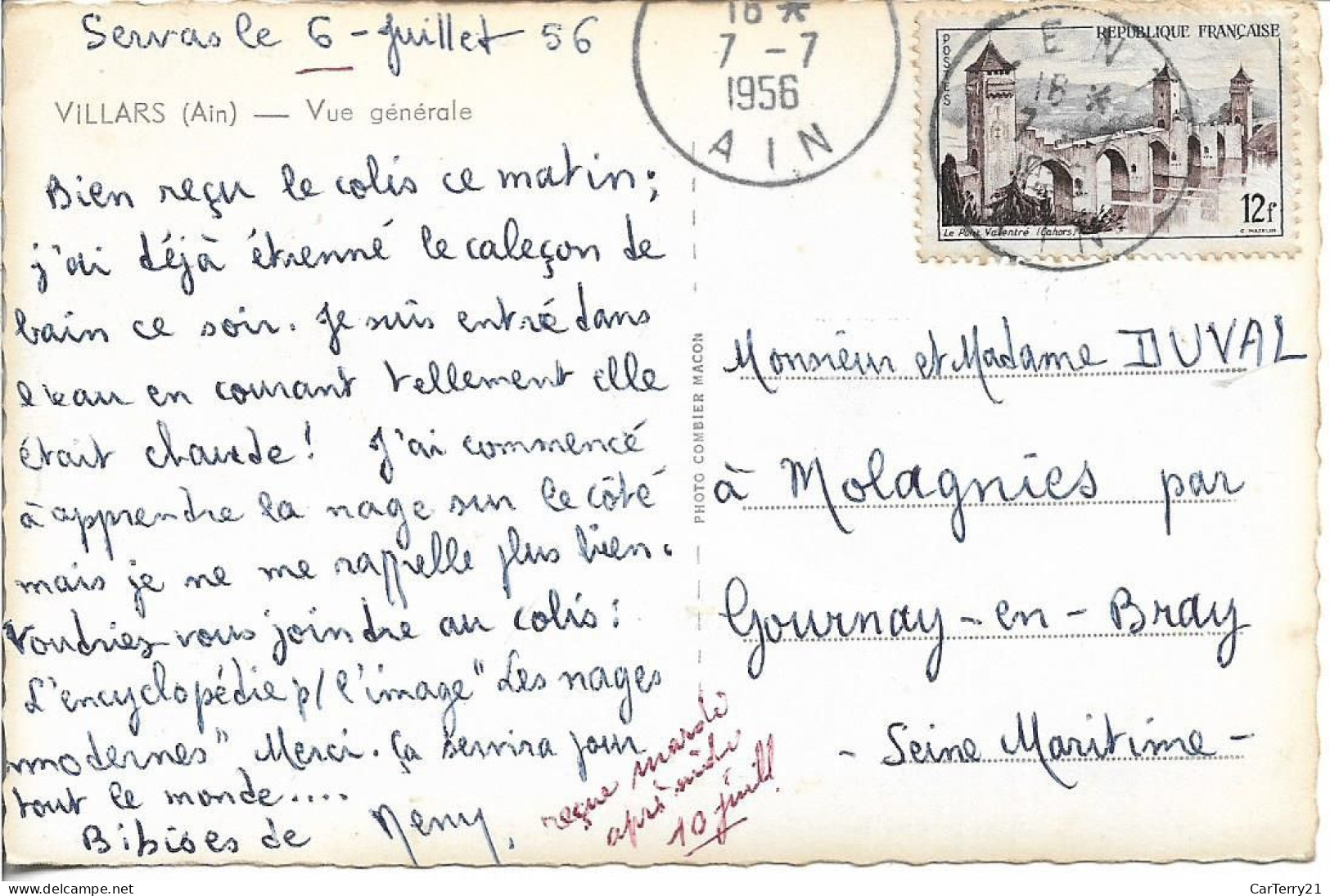 01. VILLARS. VUE GENERALE. 1956. - Villars-les-Dombes