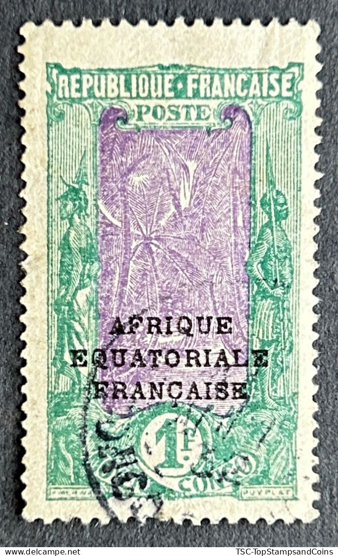 FRCG086U - Bakalois Woman Overprinted AEF - 1 F Used Stamp - Middle Congo - 1924 - Gebruikt