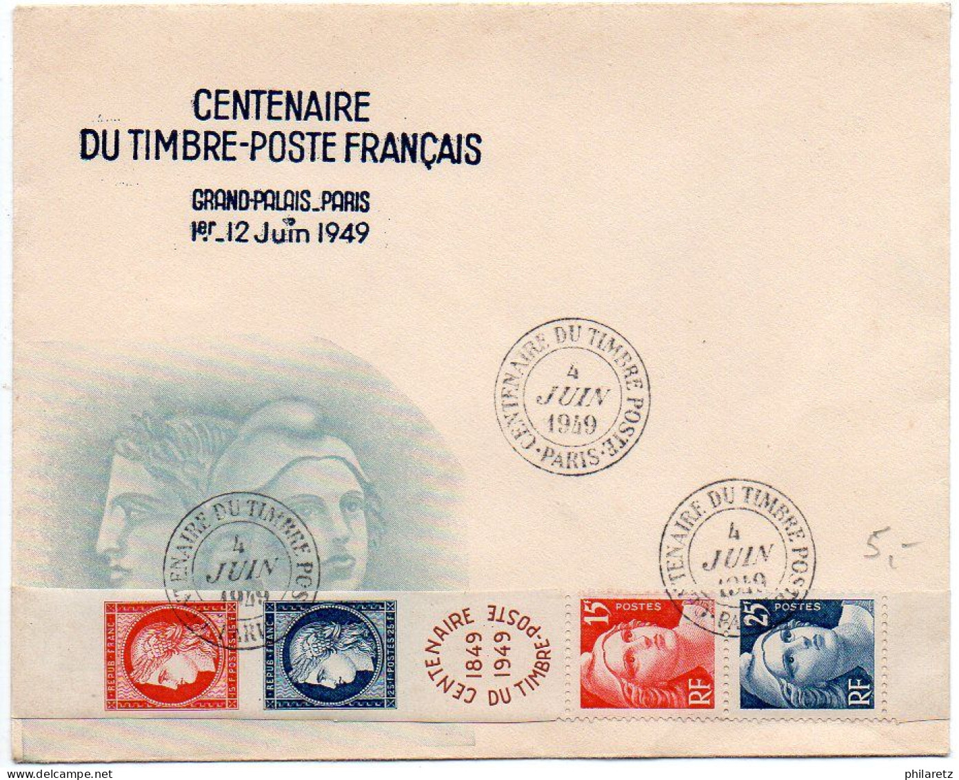 Bande Du Centenaire Sur Enveloppe 1er Jour De 1949 - ....-1949