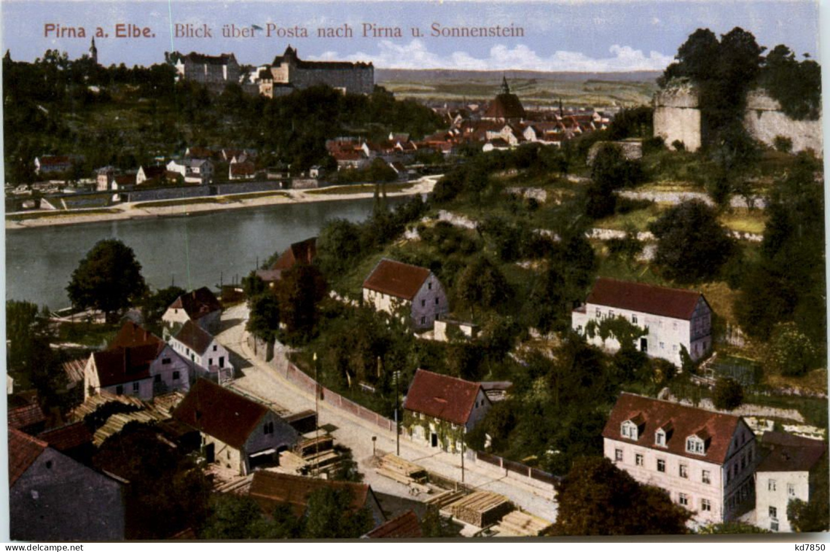 Pirna A. Elbe, Blick über Posta Nach Pirna U. Sonnenstein - Pirna