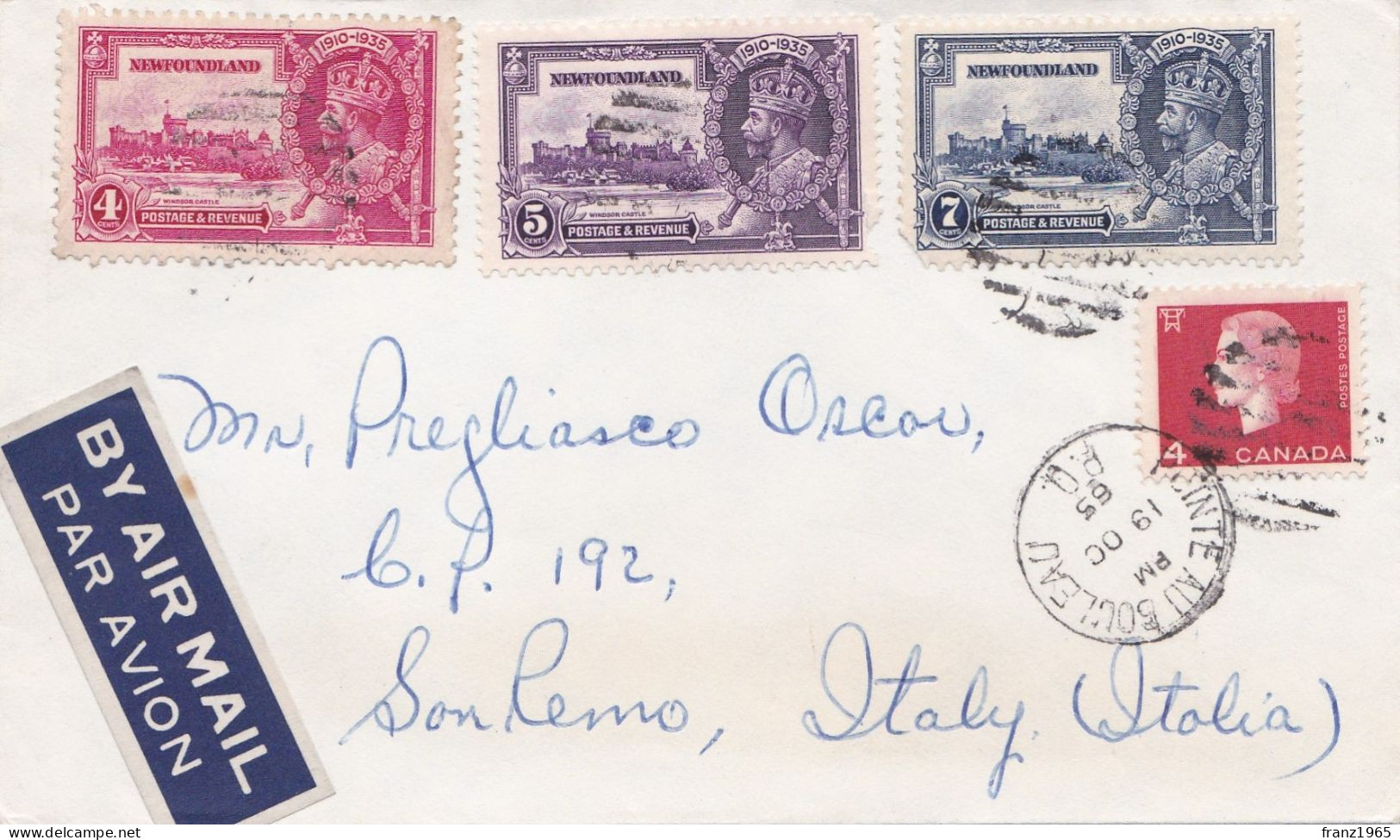 From Canada To Italy - 1965 - Storia Postale