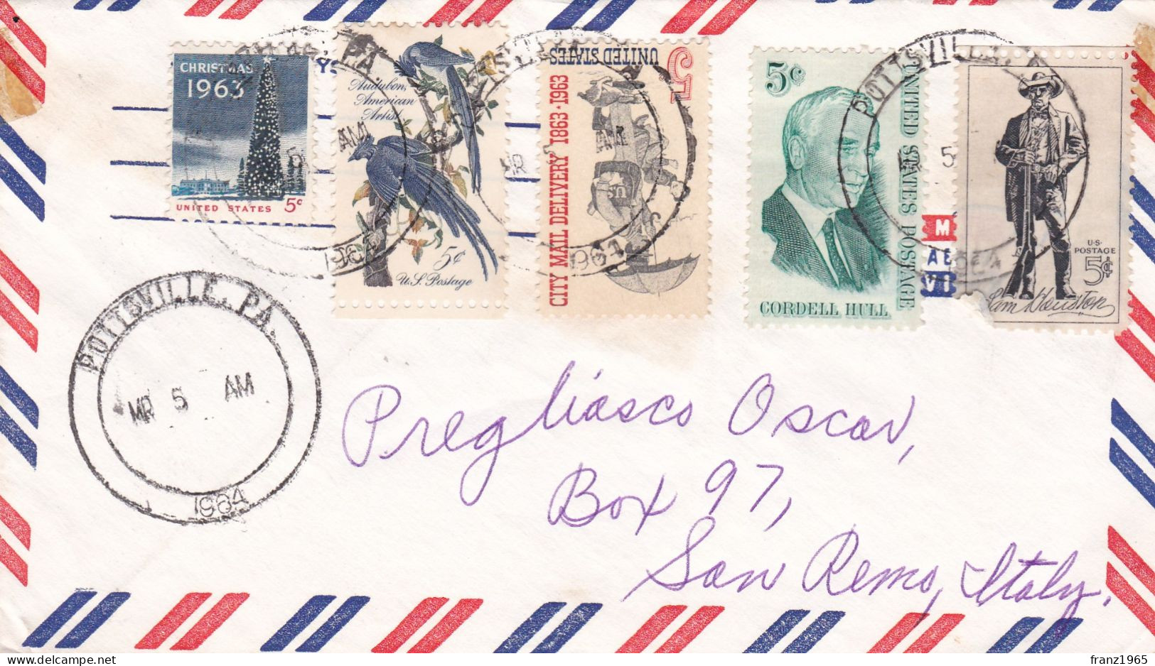 From USA To Italy - 1964 (Imperia) - Lettres & Documents