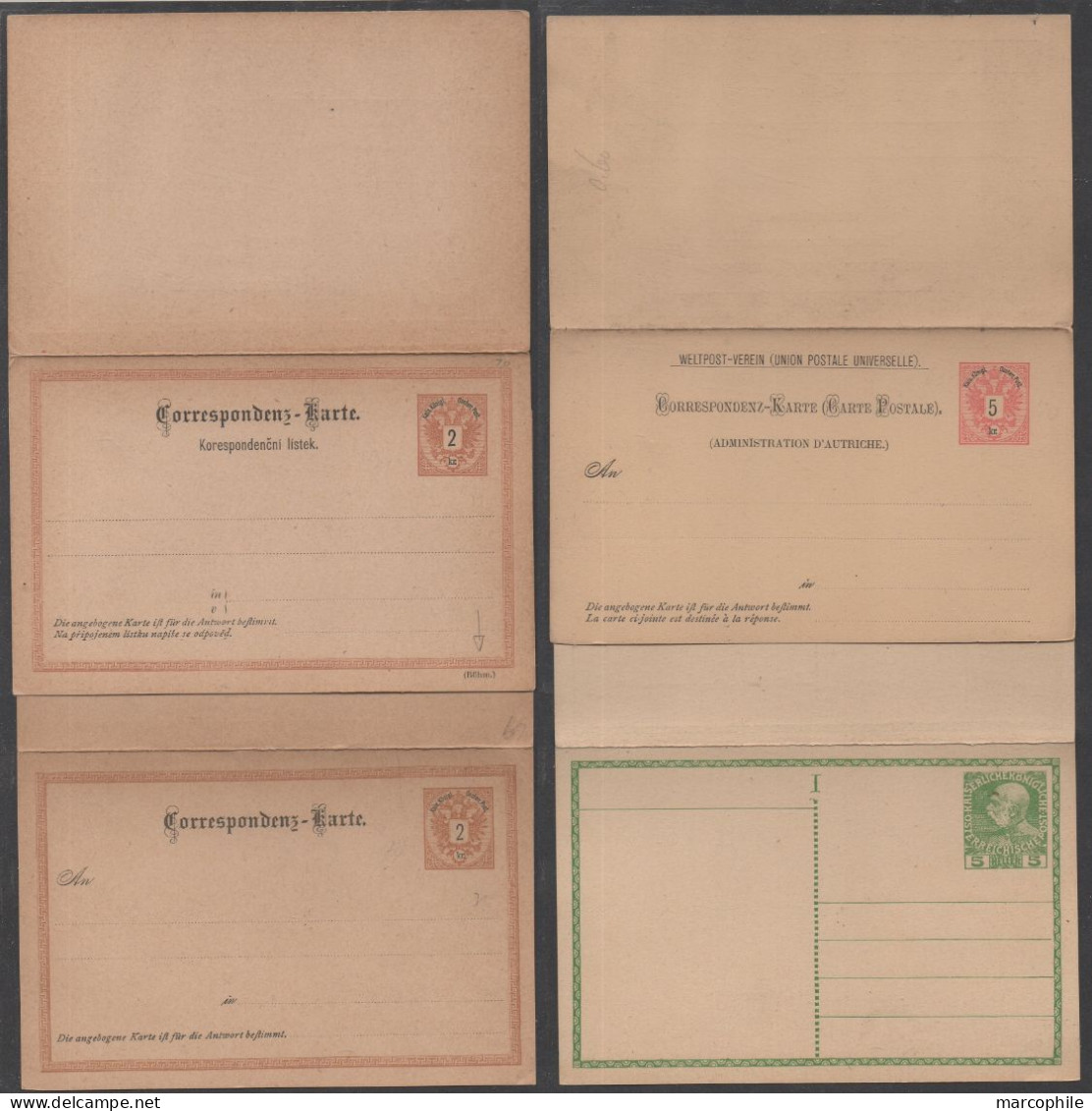 AUTRICHE - ÖSTERREICH / 10 ENTIERS POSTAUX DOUBLES - REPONSE PAYEE / 2 IMAGES (ref 8143) - Postkarten
