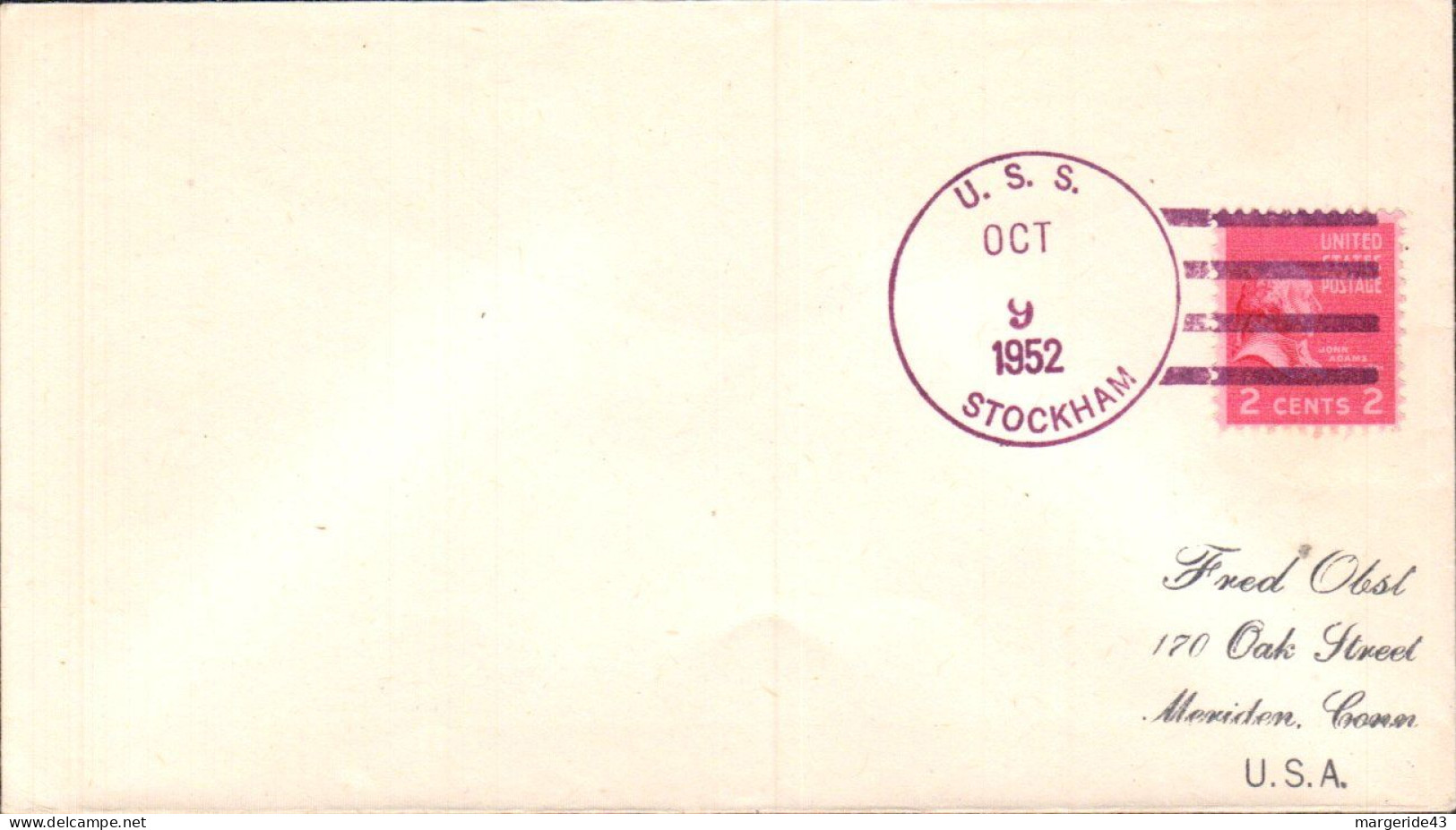 USA ETATS UNIS PLI DU NAVIRE U S S STOCKHAM 1952 - Storia Postale