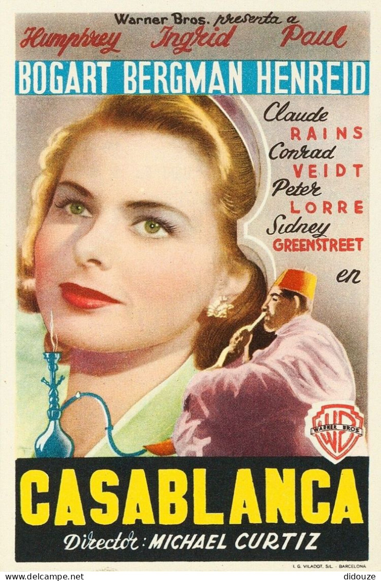 Cinema - Casablanca - Humphrey Bogart - Ingrid Bergman - Illustration Vintage - Affiche De Film - CPM - Carte Neuve - Vo - Plakate Auf Karten