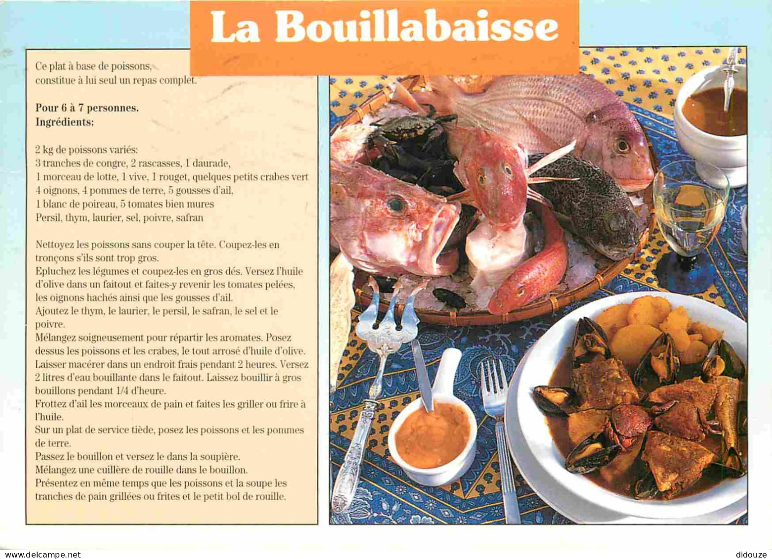 Recettes De Cuisine - Bouillabaisse - Gastronomie - CPM - Voir Scans Recto-Verso - Recettes (cuisine)