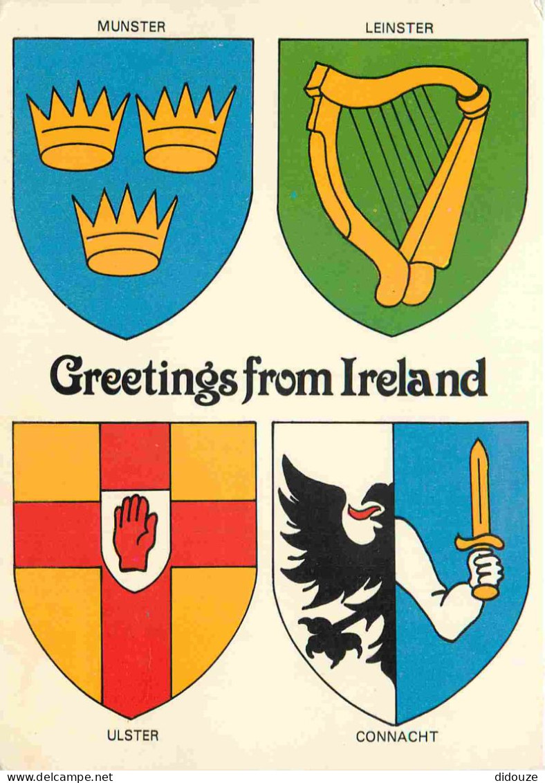 Irlande - Blasons - Munster Leinster Ulster Connacht - CPM - Carte Neuve - Voir Scans Recto-Verso - Sonstige & Ohne Zuordnung