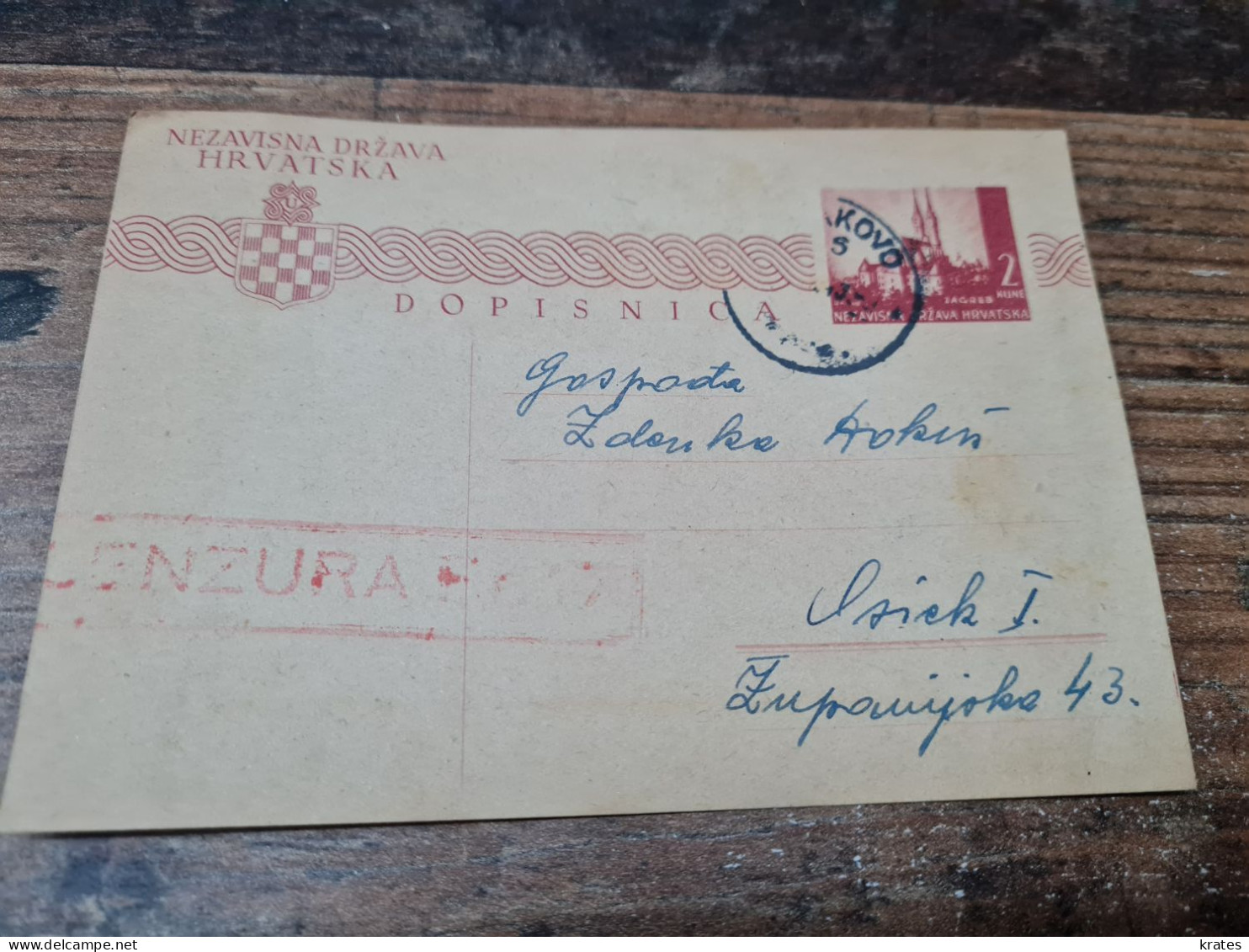 Postcard - Croatia, NDH, Cenzura - Croatie