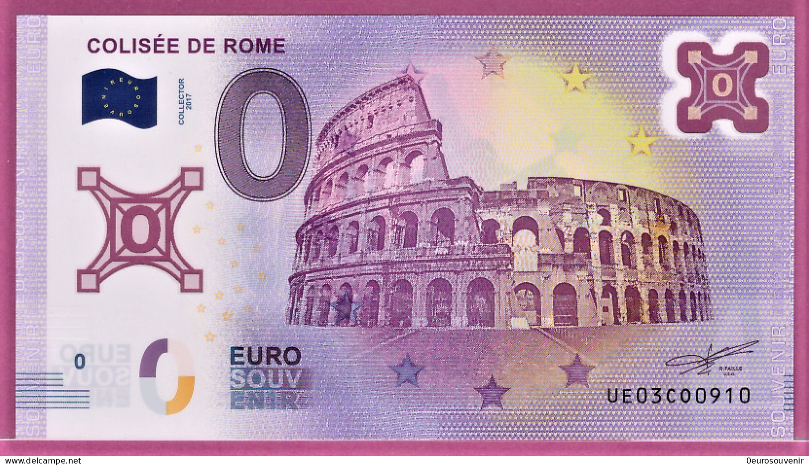 0-Euro UE03CO Polymer Ausgabe Collector 2017 COLISÉE DE ROME ITALIA - Essais Privés / Non-officiels