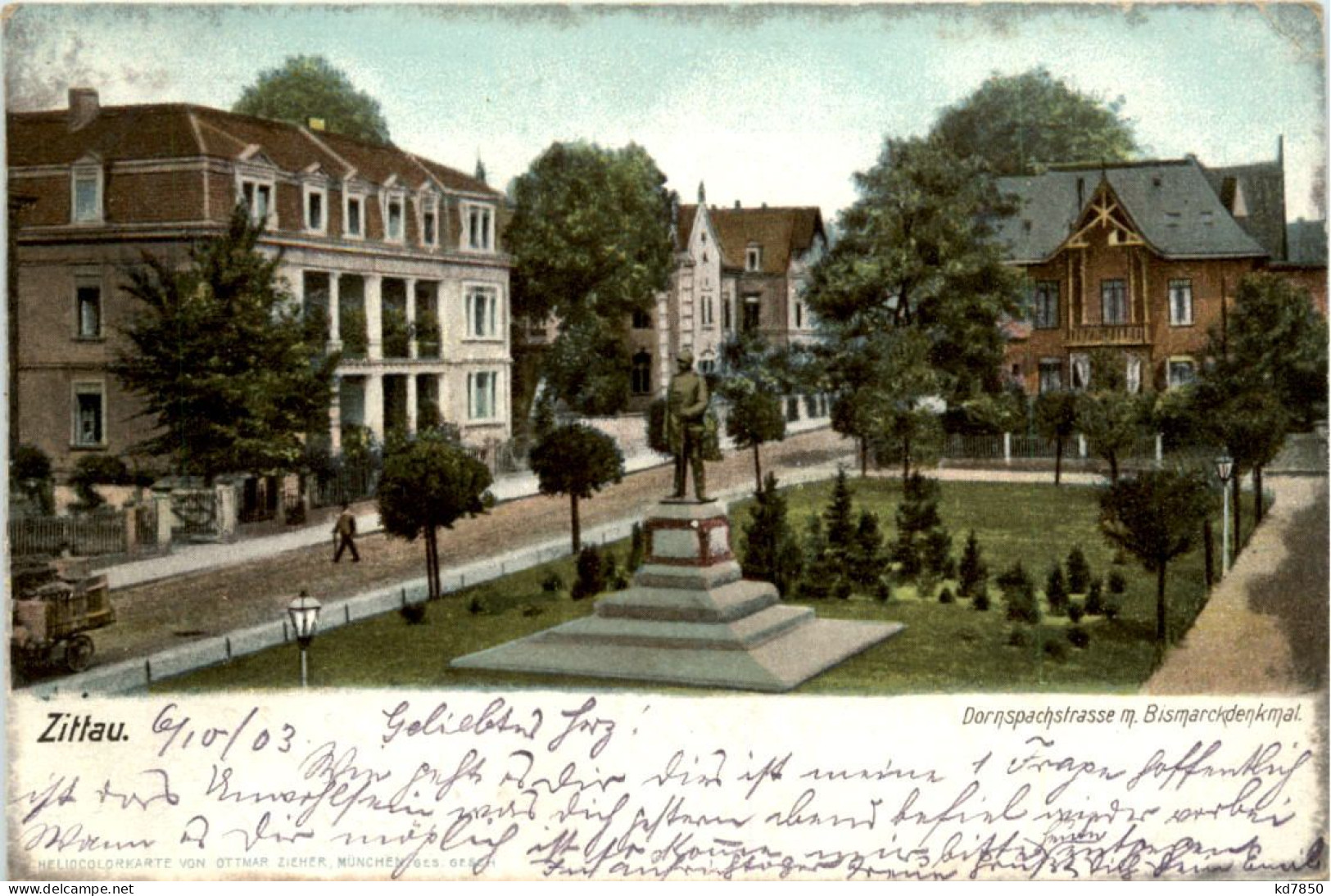 Zittau, Dornspachstrasse Mit Bismarckdenkmal - Zittau