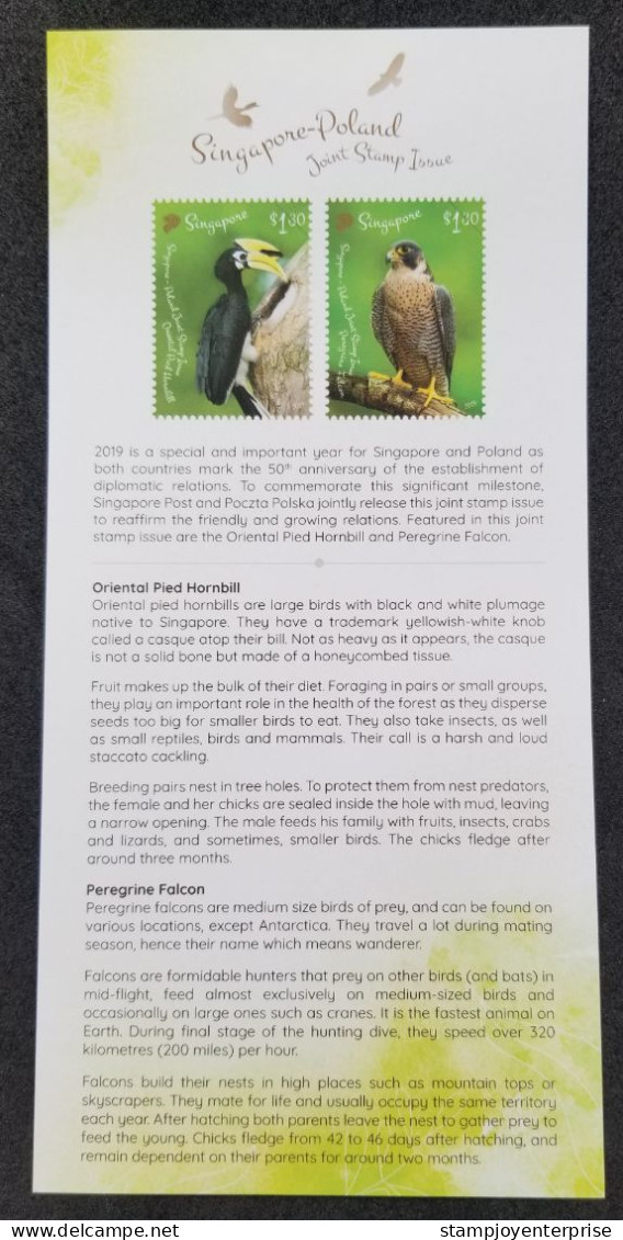 Singapore Poland Joint Issue Birds 2019 Hornbill Falcon Fauna Bird (FDC) - Singapore (1959-...)
