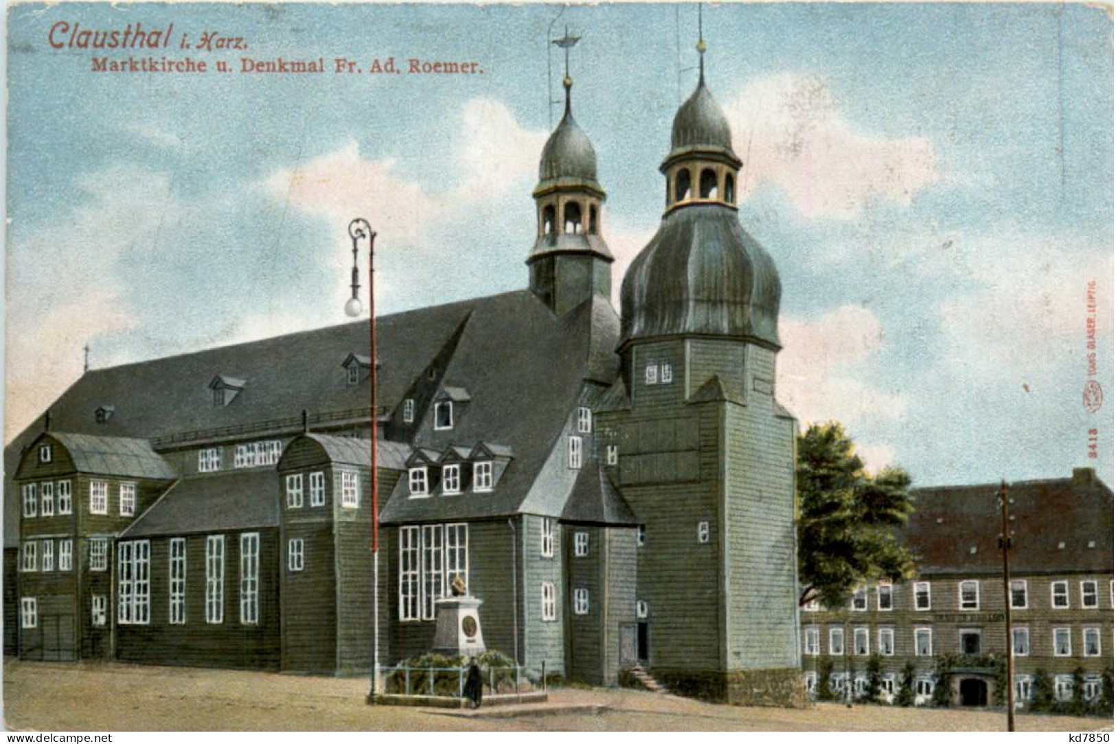 Clausthal, Marktkirche U. Denkmal Fr. Ad. Roemer - Clausthal-Zellerfeld