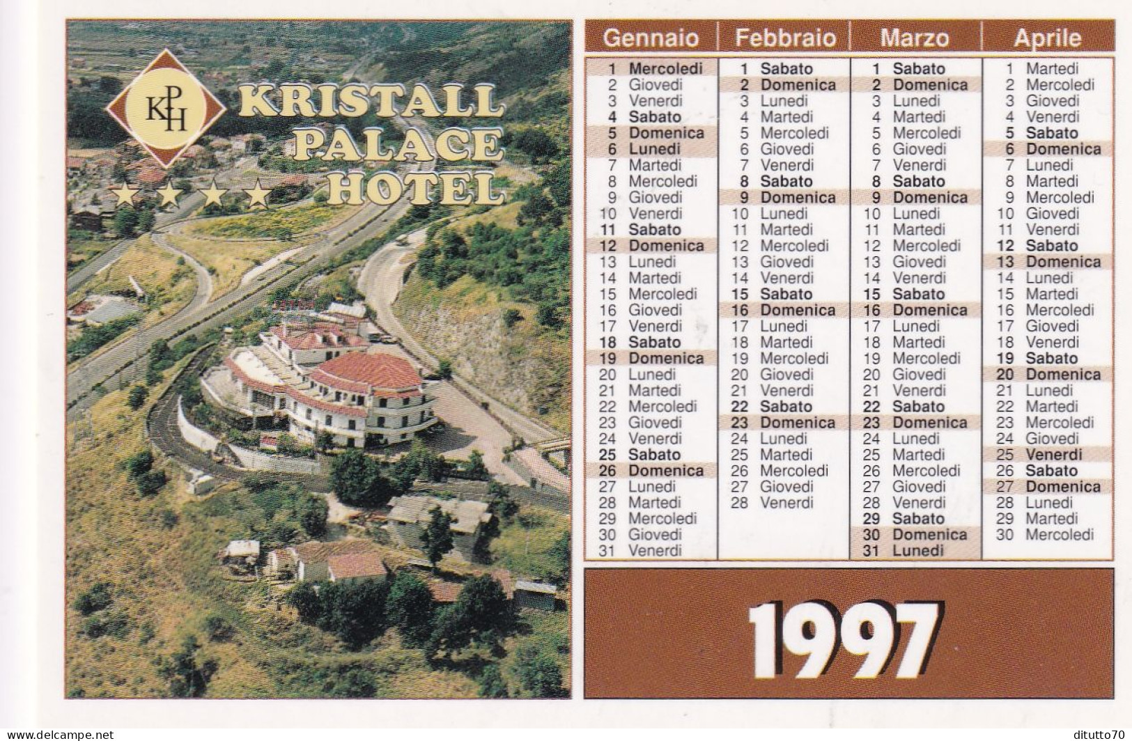 Calendarietto - Kristall Palace Hotel - Etena Lucana - Salerno - Anno 1997 - Small : 1991-00