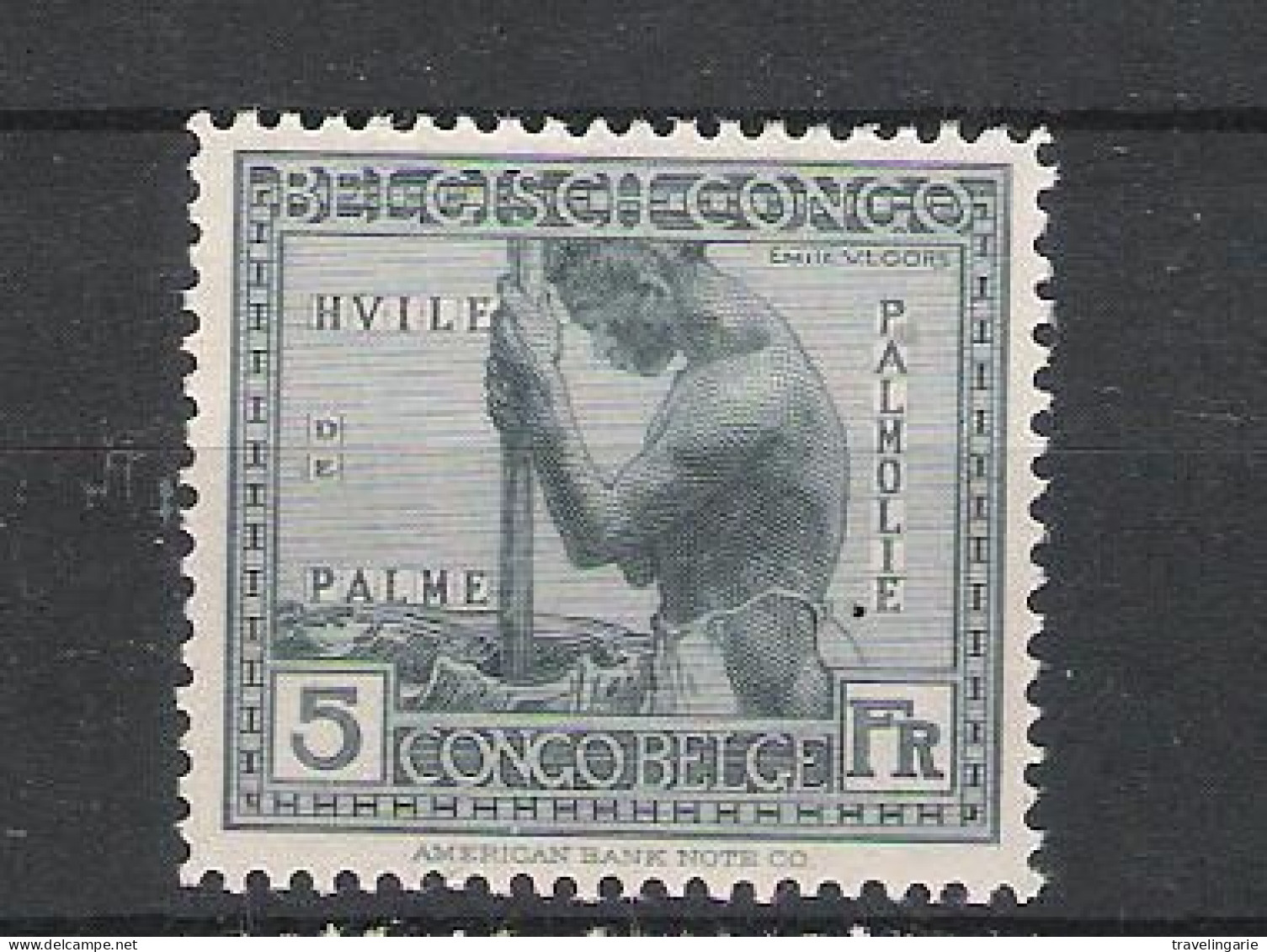 Belgian Congo 1923 Type Vloors 5 Francs Mint Hinged * - Ongebruikt