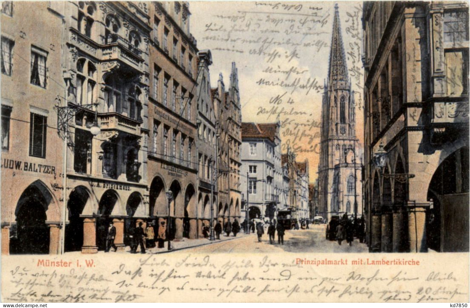 Münster, Principalmarkt Mit Lambertikirche - Muenster