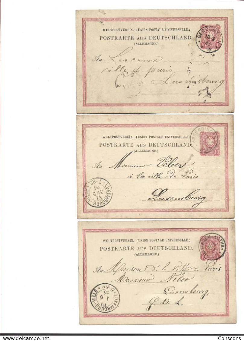 3 Postkarten  Von Gerolstein, Hagendingen Und Hayingen Nach Luxemburg - Stamped Stationery