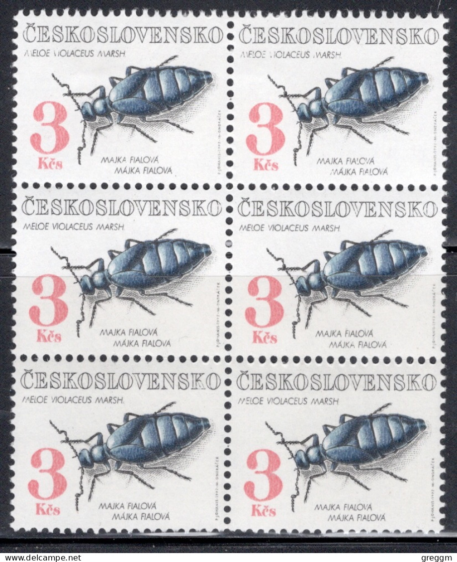 Czechoslovakia 1992 Block Of Six Stamps Beetles In Unmounted Mint - Neufs