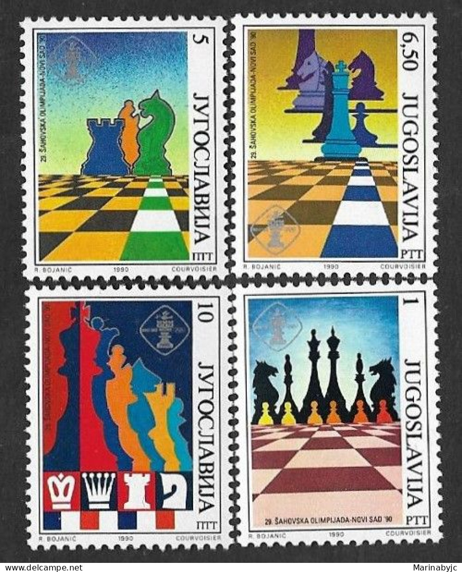 SD)1990 YUGOSLAVIA COMPLETE CHESS SERIES, CHESS OLYMPIAD, NOVI SAD, 4 STAMPS MNH - Other & Unclassified