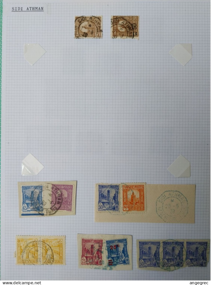 Tunisie Lot Timbre Oblitération Choisies Sidi Athman  Fragment, Cachet Octogonal Bleu Voir Scan - Usati