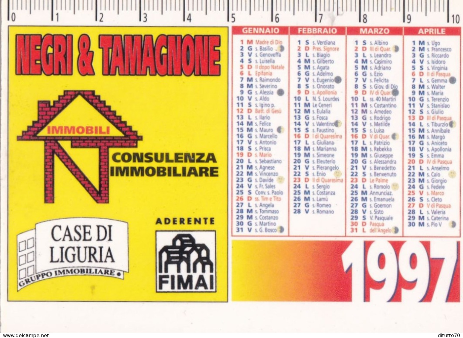 Calendarietto - Negri E Tamagnone - Immobili - Moncalieri - Torino - Anno 1997 - Formato Piccolo : 1991-00