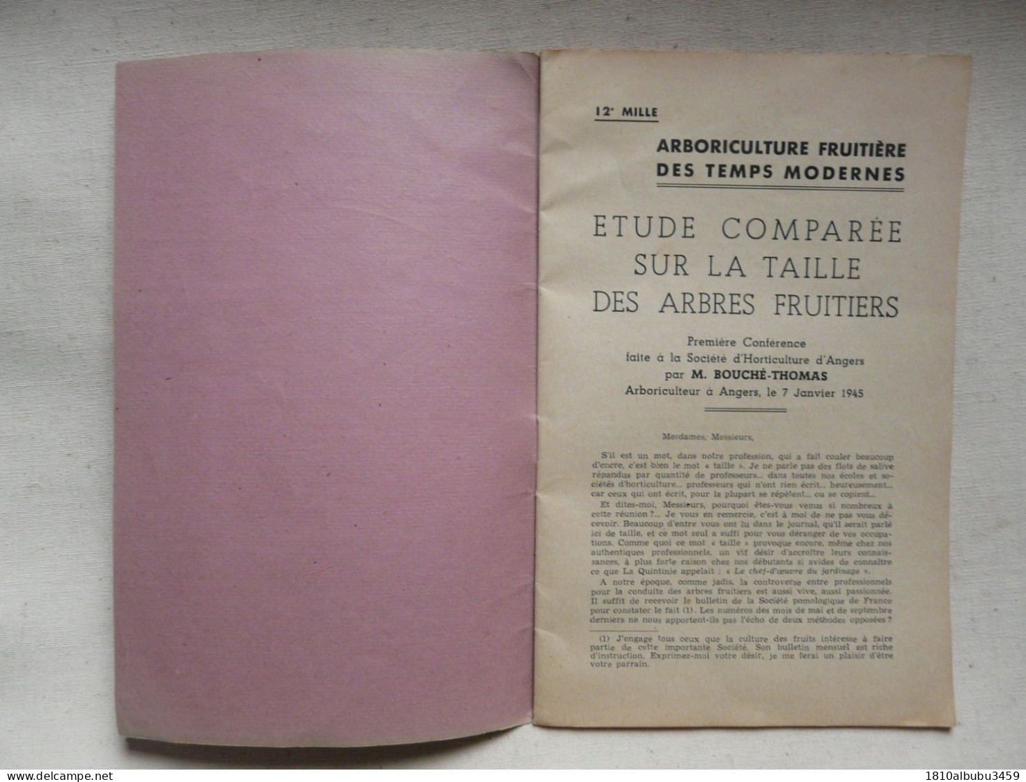 ARBORICULTURE FRUITIERE DES TEMPS MODERNES - Etude Comparée Sur La Taille Des Arbres Fruitiers 1952 - Garten