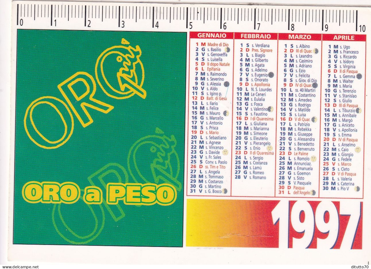 Calendarietto - Oro Più -moncalieri - Torino - Anno 1997 - Small : 1991-00