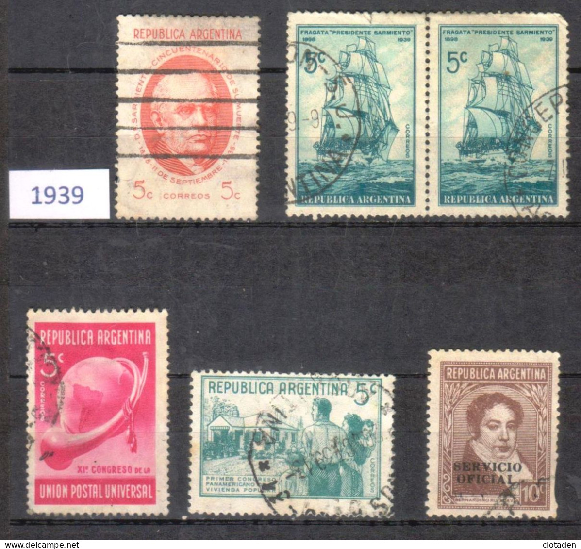 Argentine - 1939 50° Anniversaire De La Mort Du Président Faustino Sarmiento - 5 Timbres - Used Stamps