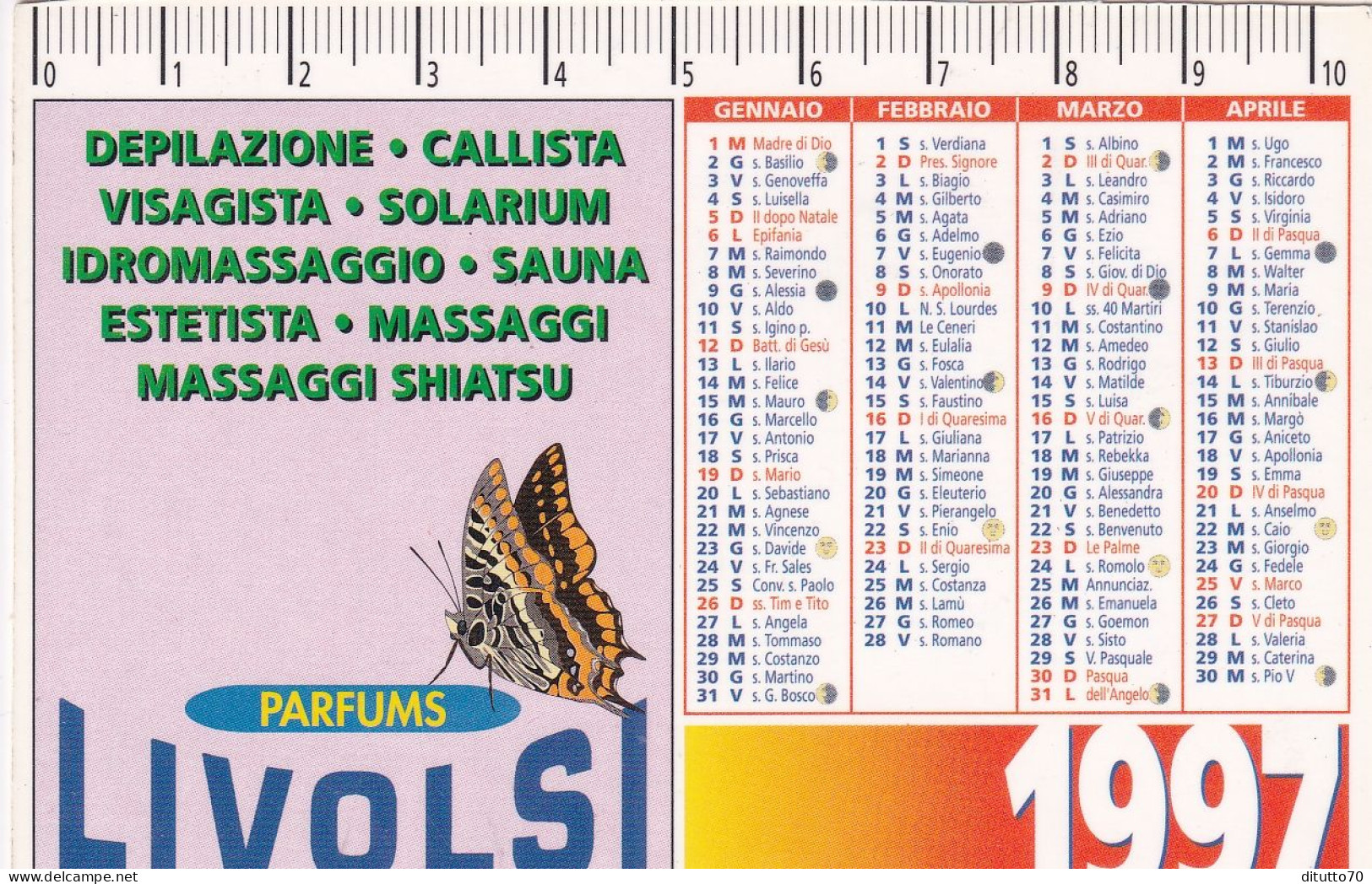 Calendarietto - Parfums - Livolsi - La Loggia  Torino - Anno 1997 - Formato Piccolo : 1991-00