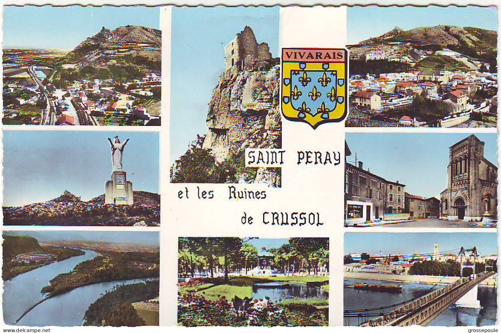 07 - CPSM Dentelée - écusson VIVARAIS + Multivues SAINT PERAY - Saint Péray