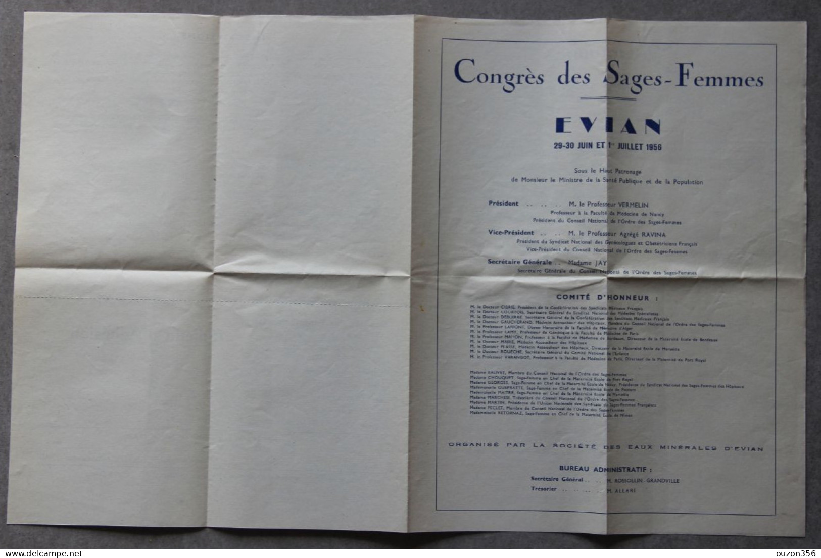 Evian-les-Bains (Haute-Savoie), Congrès Des Sages-femmes, Programme, 1956 - Verzamelingen